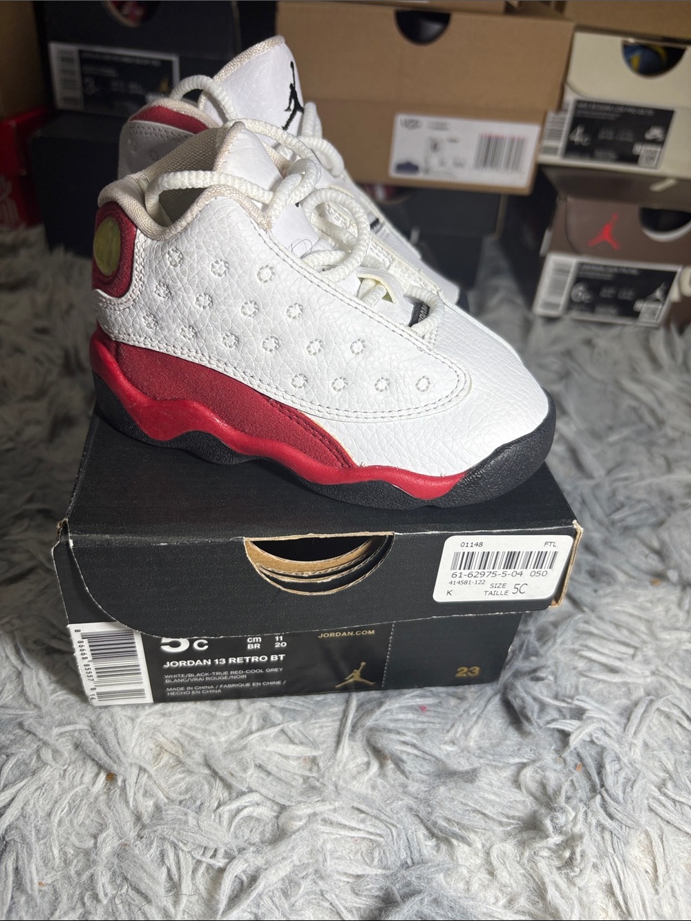 Jordan Kids White and Red Retro Basketball Shoes
